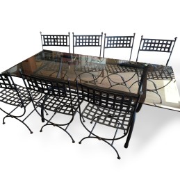Table en fer forgé et 7...