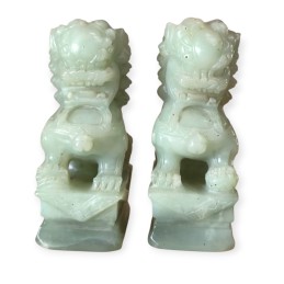 Paire de lions de Fo - Jade