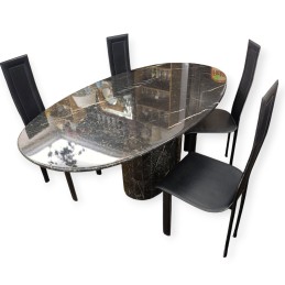 Table ovale en marbre + 4...