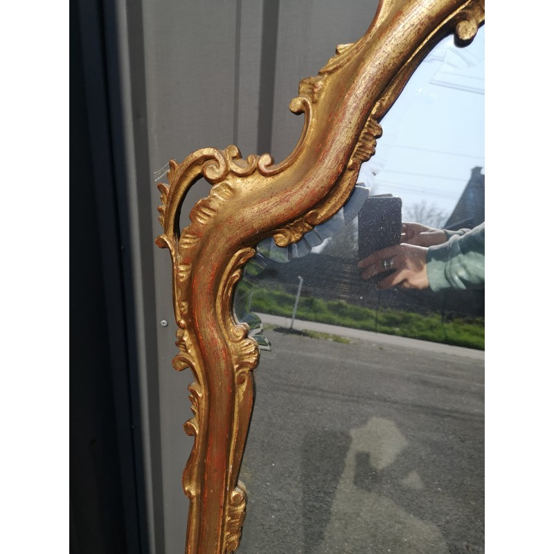 GRAND MIROIR OVALE style louis XV cadre en résine doré Fabriqué en